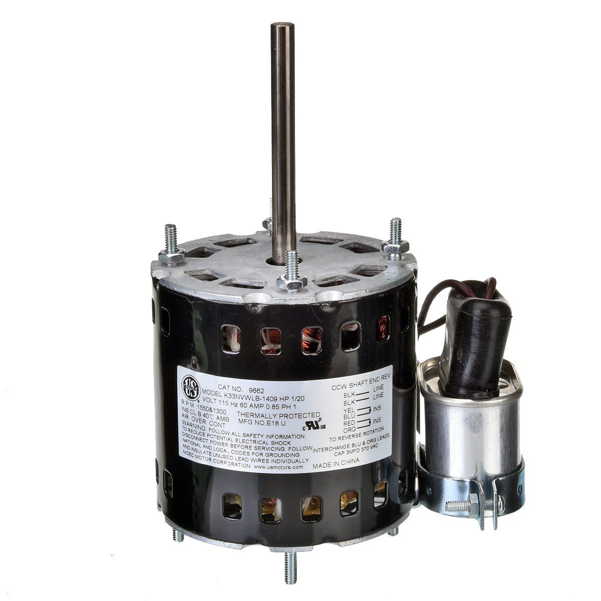 Rheem 9662 Refrigeration Motor - 1/20 Hp 1550 Rpm 115V Cw Oao Bohn