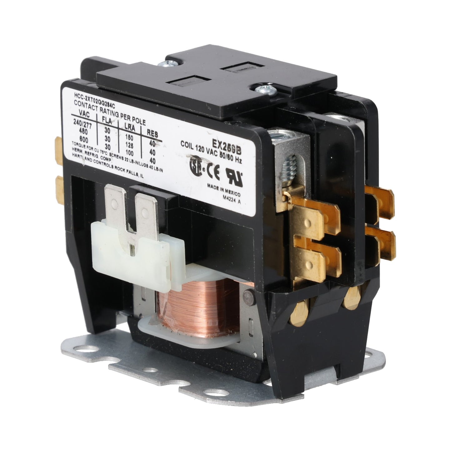 Rheem RTE10304 Relay, 2 Pole Quiet 120V 40A, HCC-2XT02GG284C