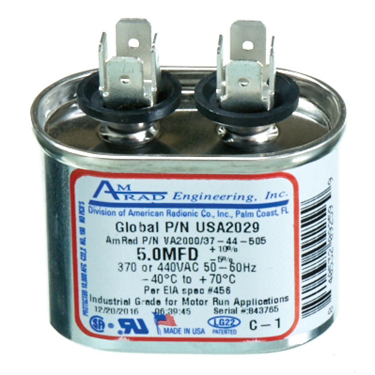 Rheem USA2029 Capacitor (Amrad) - 5/440 Single Oval