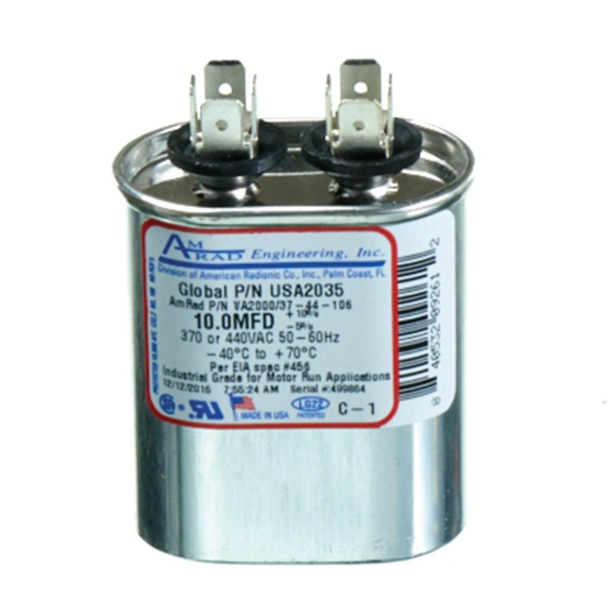 Rheem USA2035 Capacitor (Amrad) - 10/440 Single Oval