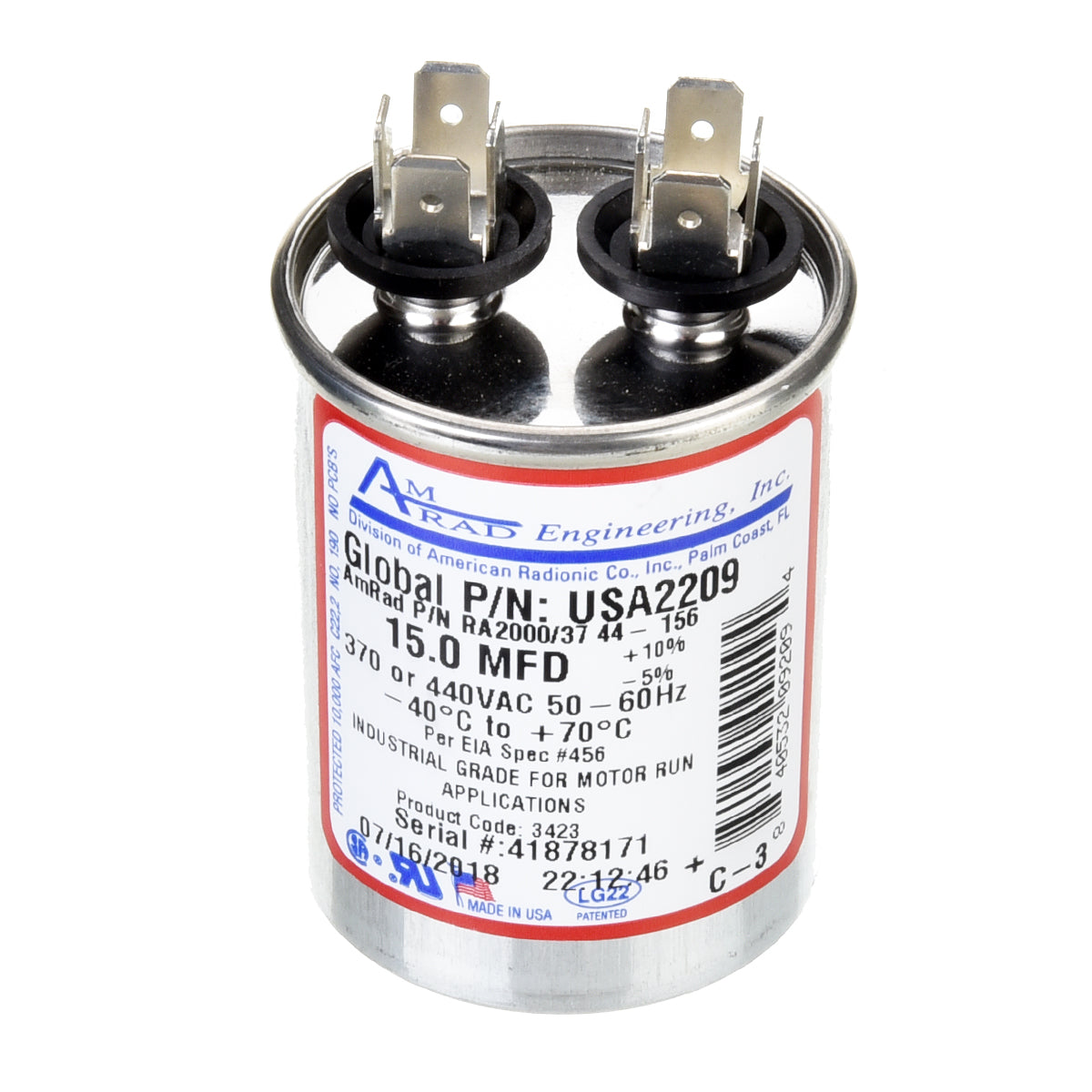 Rheem USA2209 Capacitor (Amrad) - 15/440 Single Oval