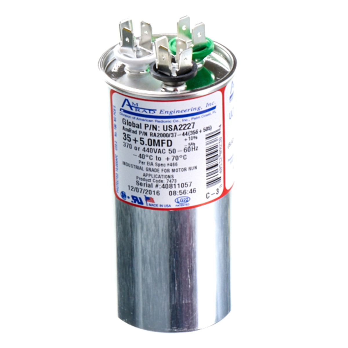 Rheem USA2227 Capacitor (Amrad) - 35/5/440 Dual Round