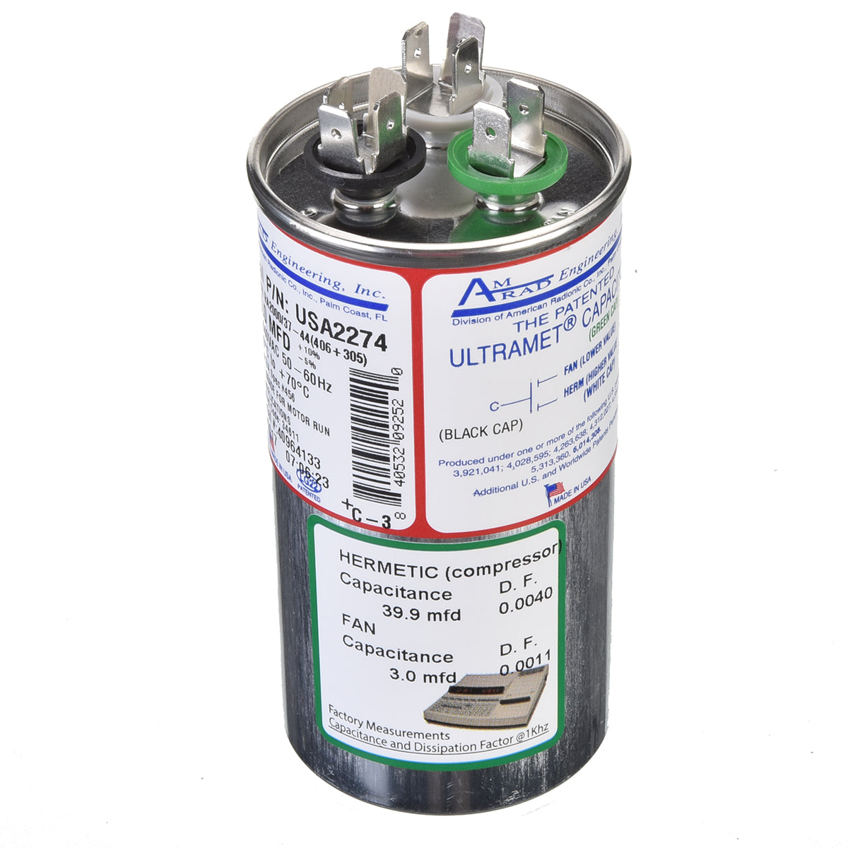 Rheem USA2274 Capacitor (Amrad) - 40/3/440 Dual Round