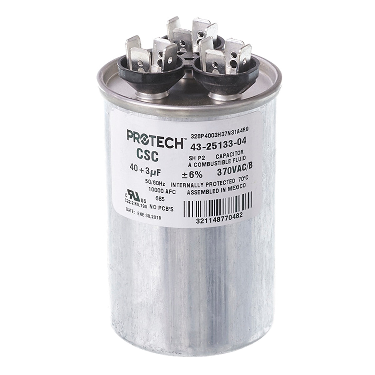 Rheem 43-25133-04 40/3/370 Dual Round Metal Finish