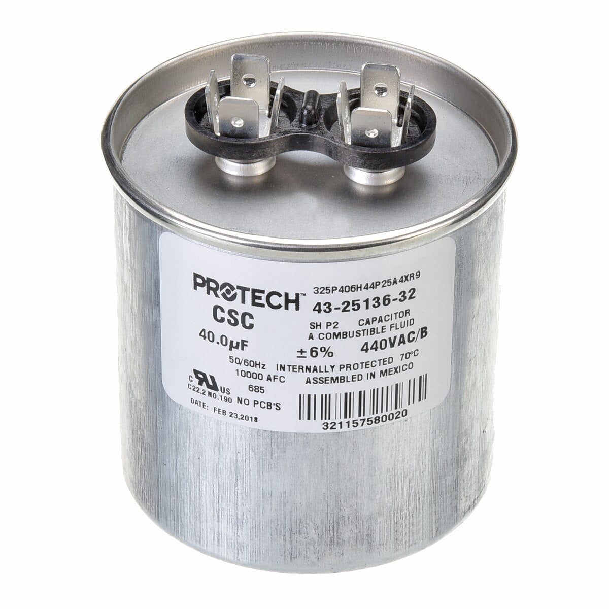 Rheem 43-25136-32 Capacitor 40/440 Round Metal Finish