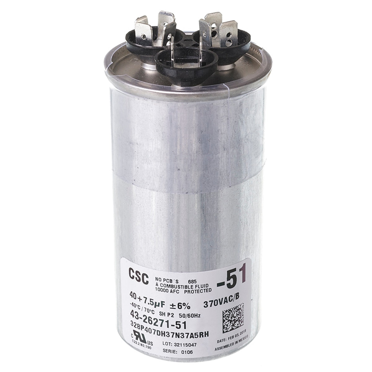Rheem 43-26271-51 Capacitor 40/7.5 370