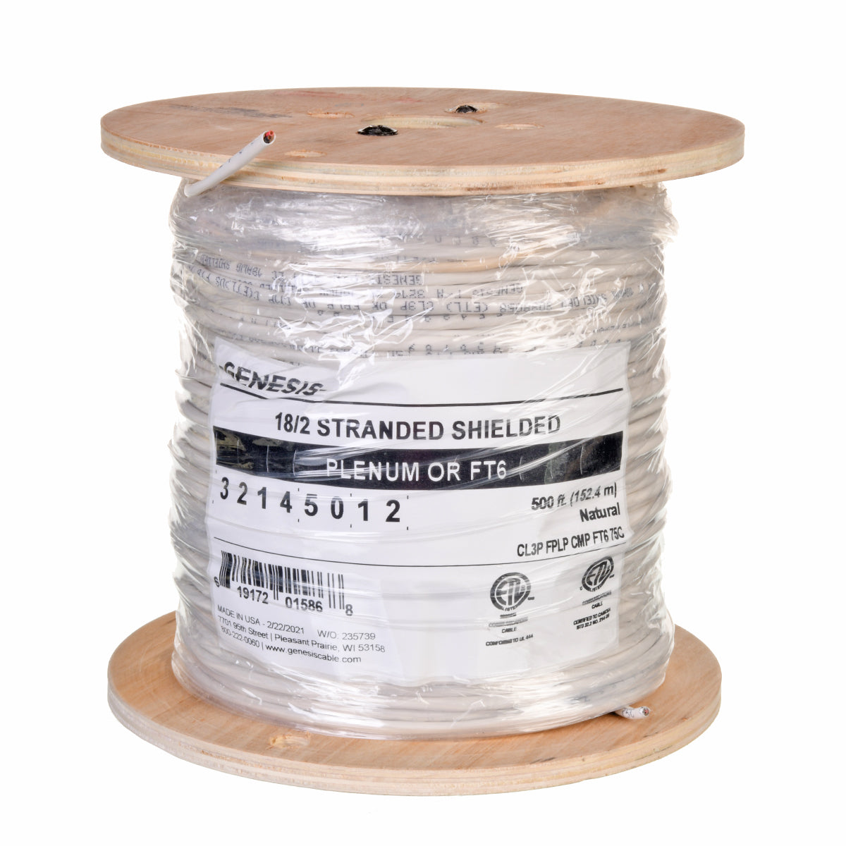 Rheem 32145012 Thrmst Cble (Plenum Rated) 18/2 Sld 500'