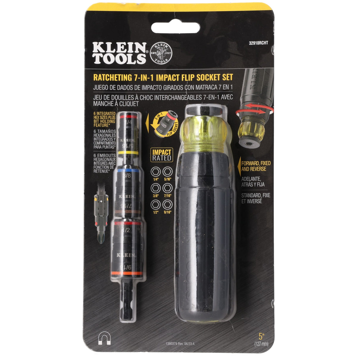 Rheem 32910RCHT 7-IN-1 Impact Rated Flip Socket Set with Ratcheting Handle