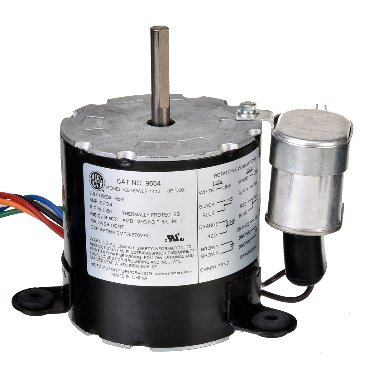 Rheem 9654 Refrigeration Motor - 1/20 Hp 1550 Rpm 115/208-230V Cw Teao Krack