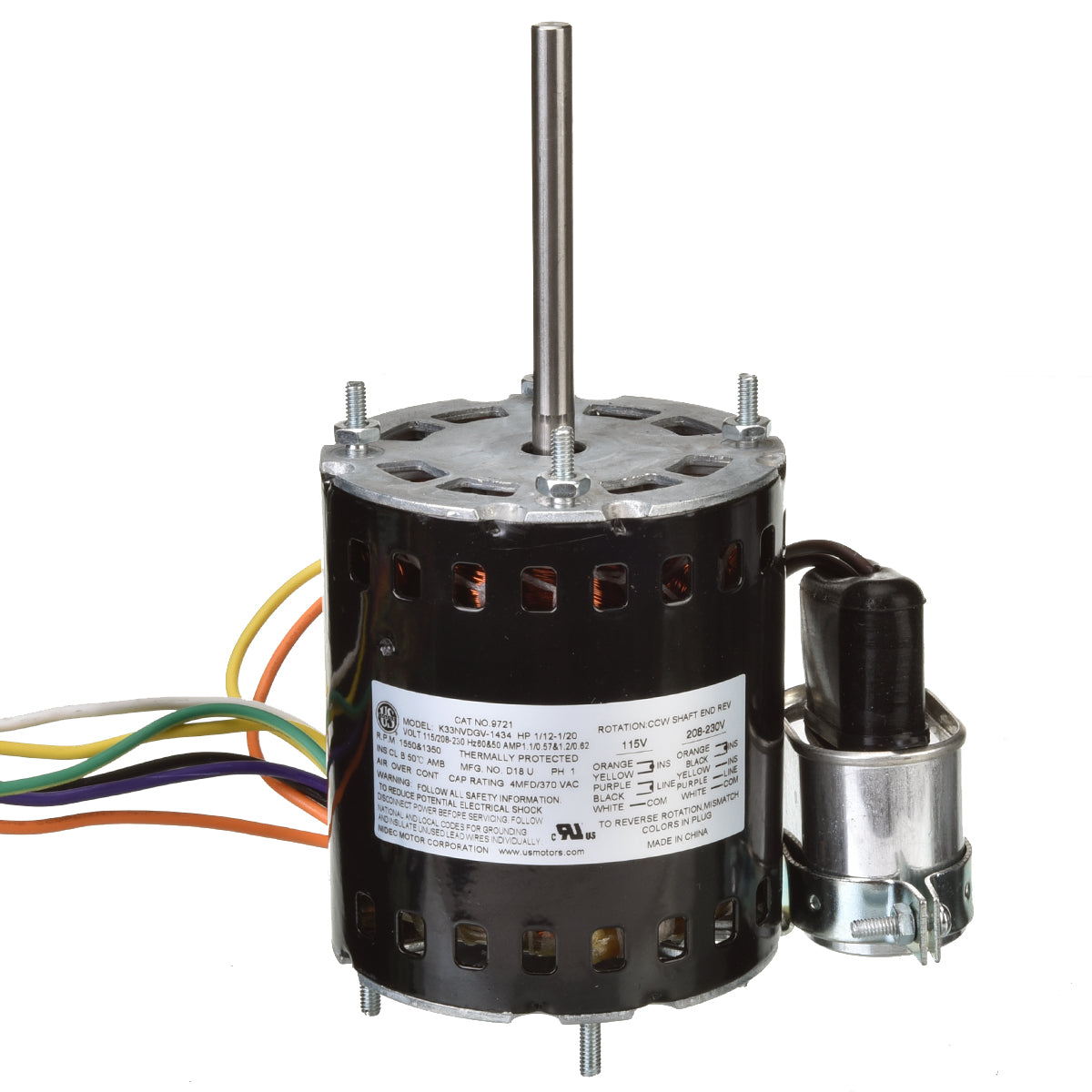 Rheem 9721 Refrigeration Motor - 1/12 - 1/20 Hp 1550 Rpm 115/230V Reversible