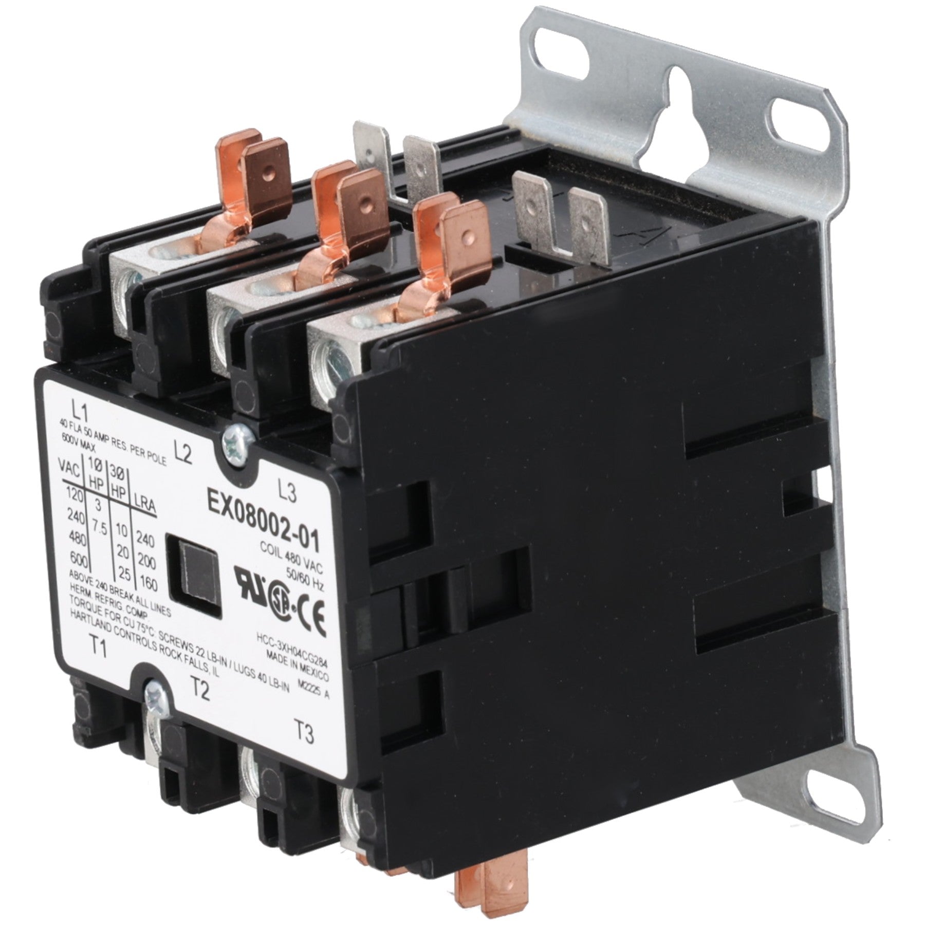 Rheem RTE10090 Contactor, 480V 3 Pole, 40 Fla, 50A Res, HCC-3XH04CG284