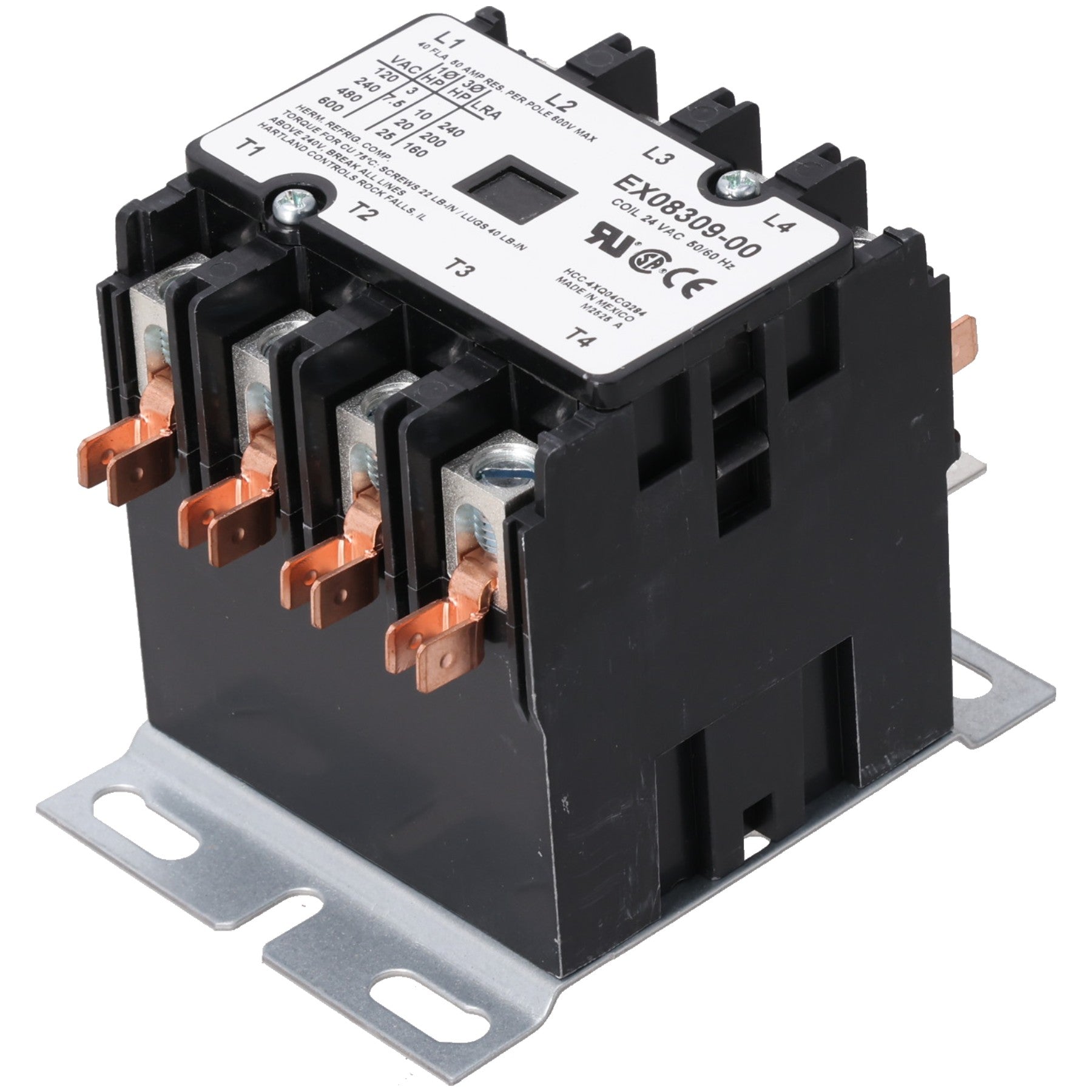 Rheem RTE10214 4-POLE Contactor, 24VAC, 40FLA HCC-4XQO4CG284