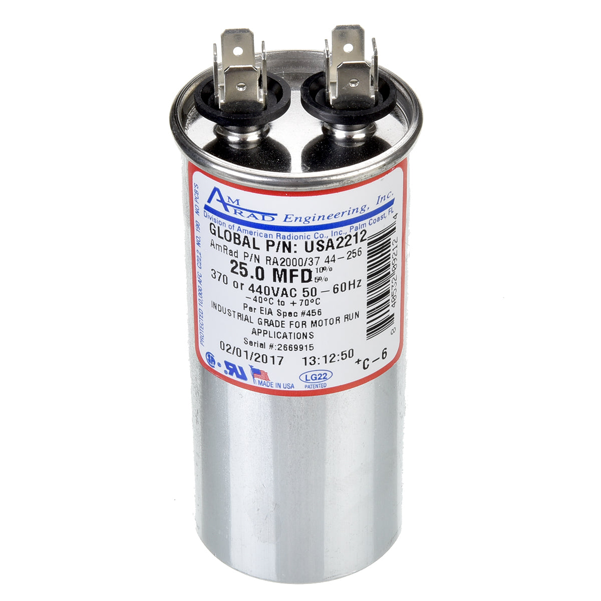 Rheem USA2212 Capacitor (Amrad) - 25/440 Single Round