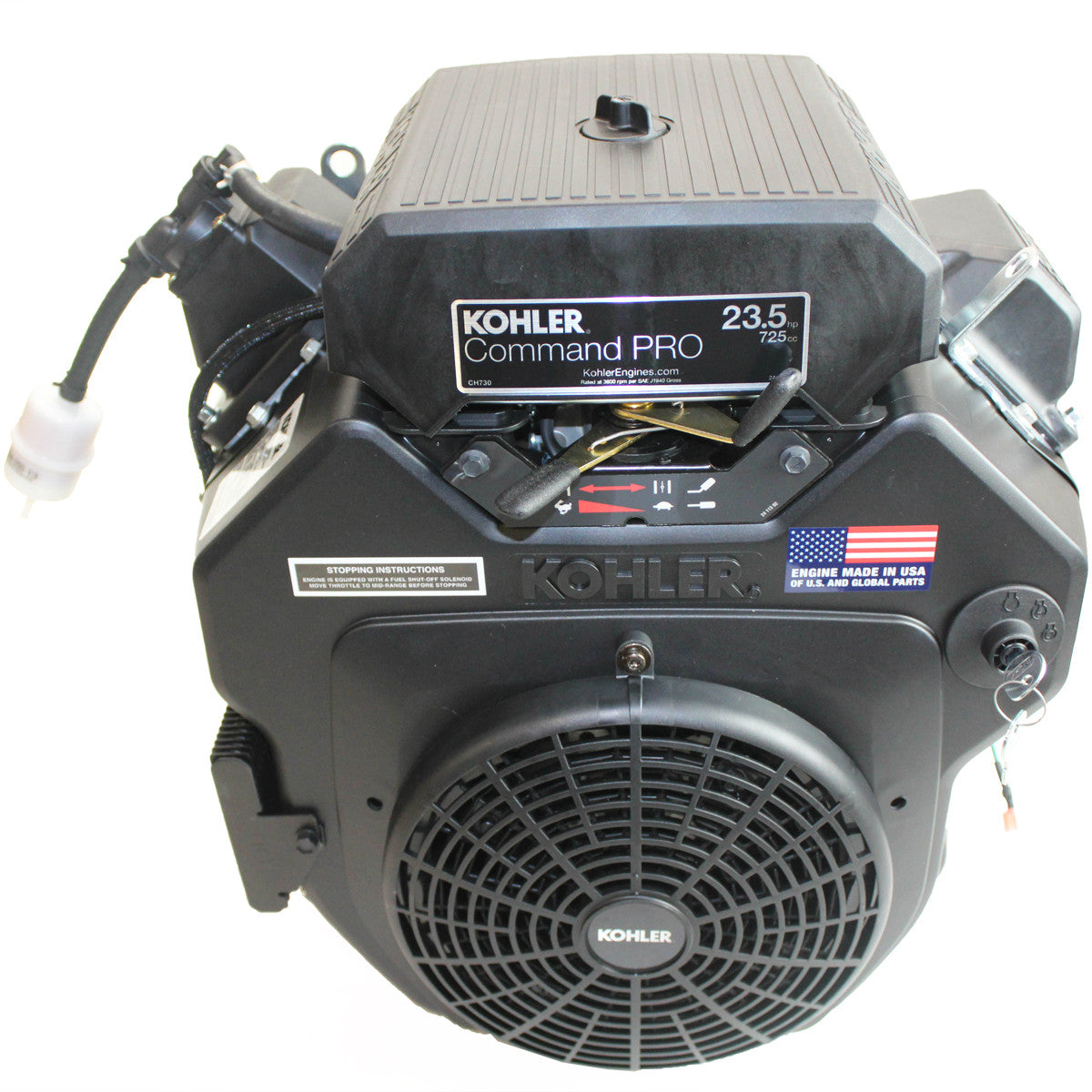 Kohler PA-CH730-3007 23.5 HP Command Engine, Horizontal 1-7/16"x4-29/64" Shaft, Overhead Valve Electric Start with Key Switch Panel, 20 Amp Alterna...