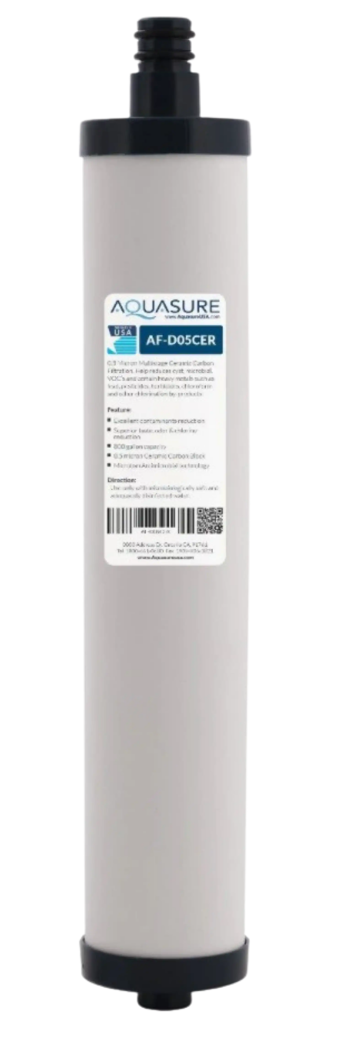 Aquasure AF-D05CER Dash Series 0.5 Micron Micro-Ceramic Carbon Block Filter with Microban Anti-Microbial Technology New