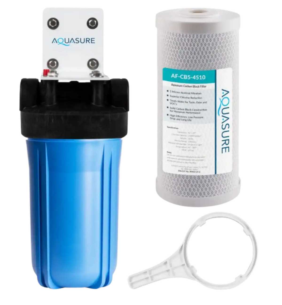Aquasure AS-F110CB5 Fortitude V Series 10 Inch High Flow Whole House 5 Micron Carbon Block Water Filter New