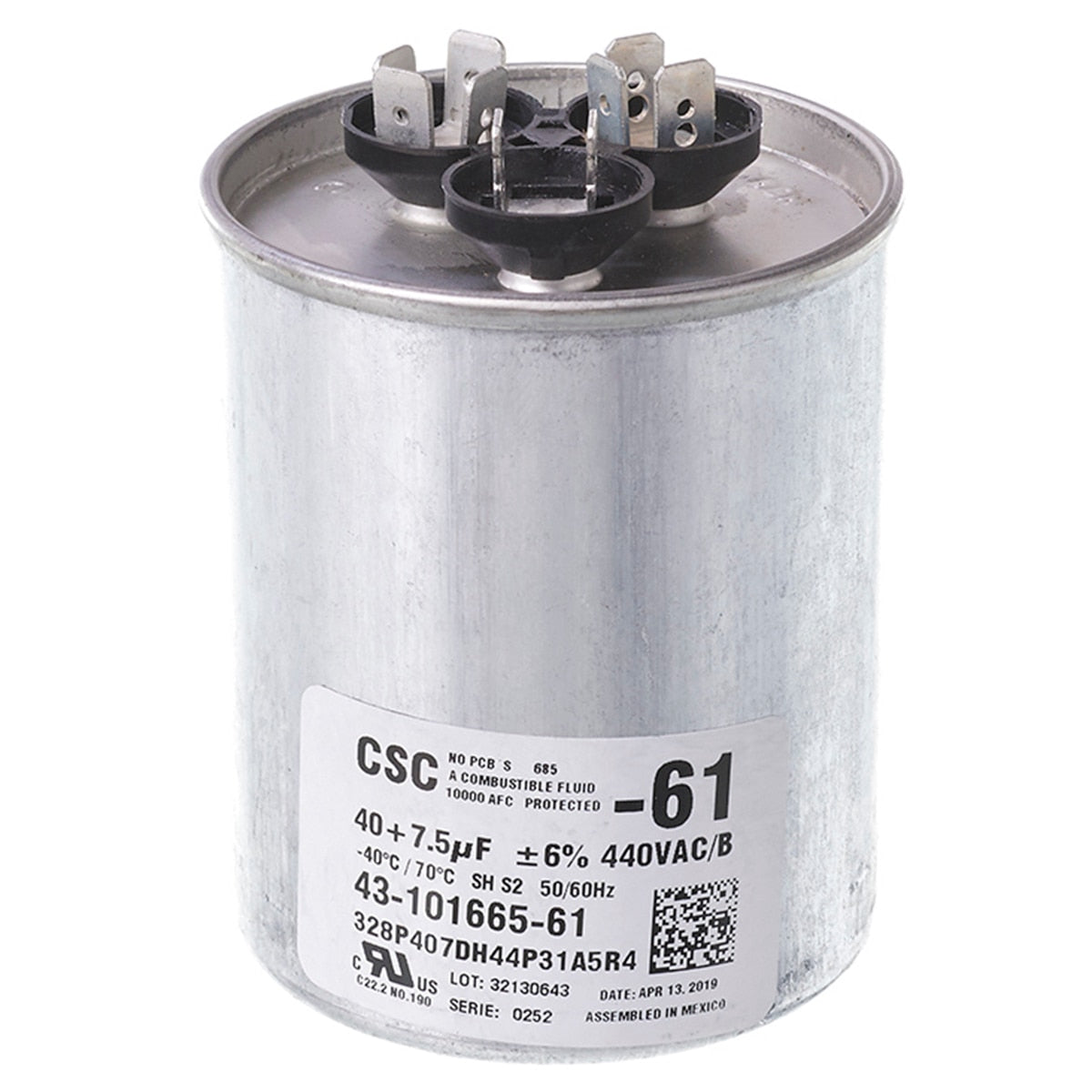 Rheem 43-101665-61 Capacitor 40/7 .5/440