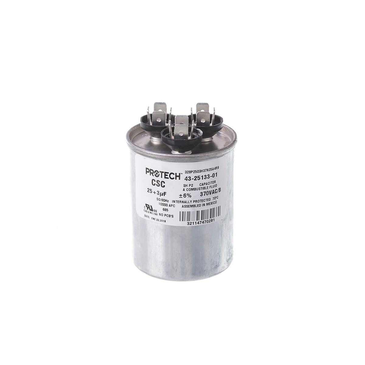 Rheem 43-25133-01 25/3/370 Dual Round Metal Finish