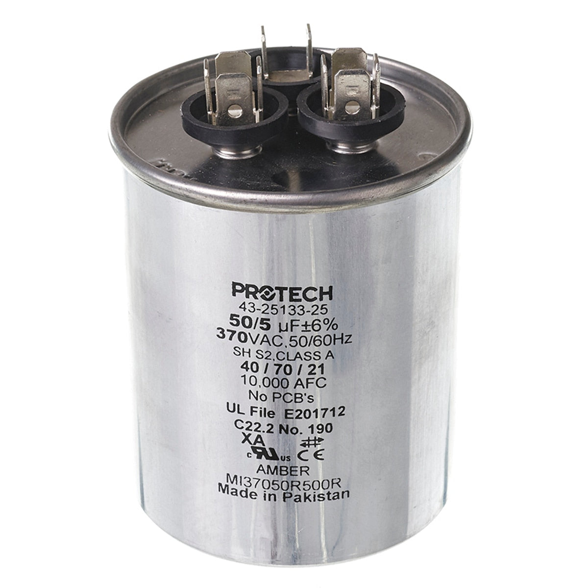 Rheem 43-25133-25 CAPACITOR-50/5/370 Dual Rnd Metal Finish