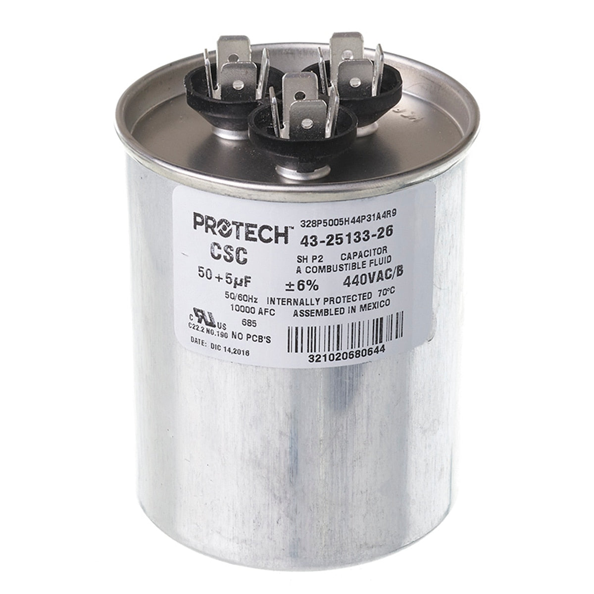 Rheem 43-25133-26 Capacitor - 50/5/440 Dual Round