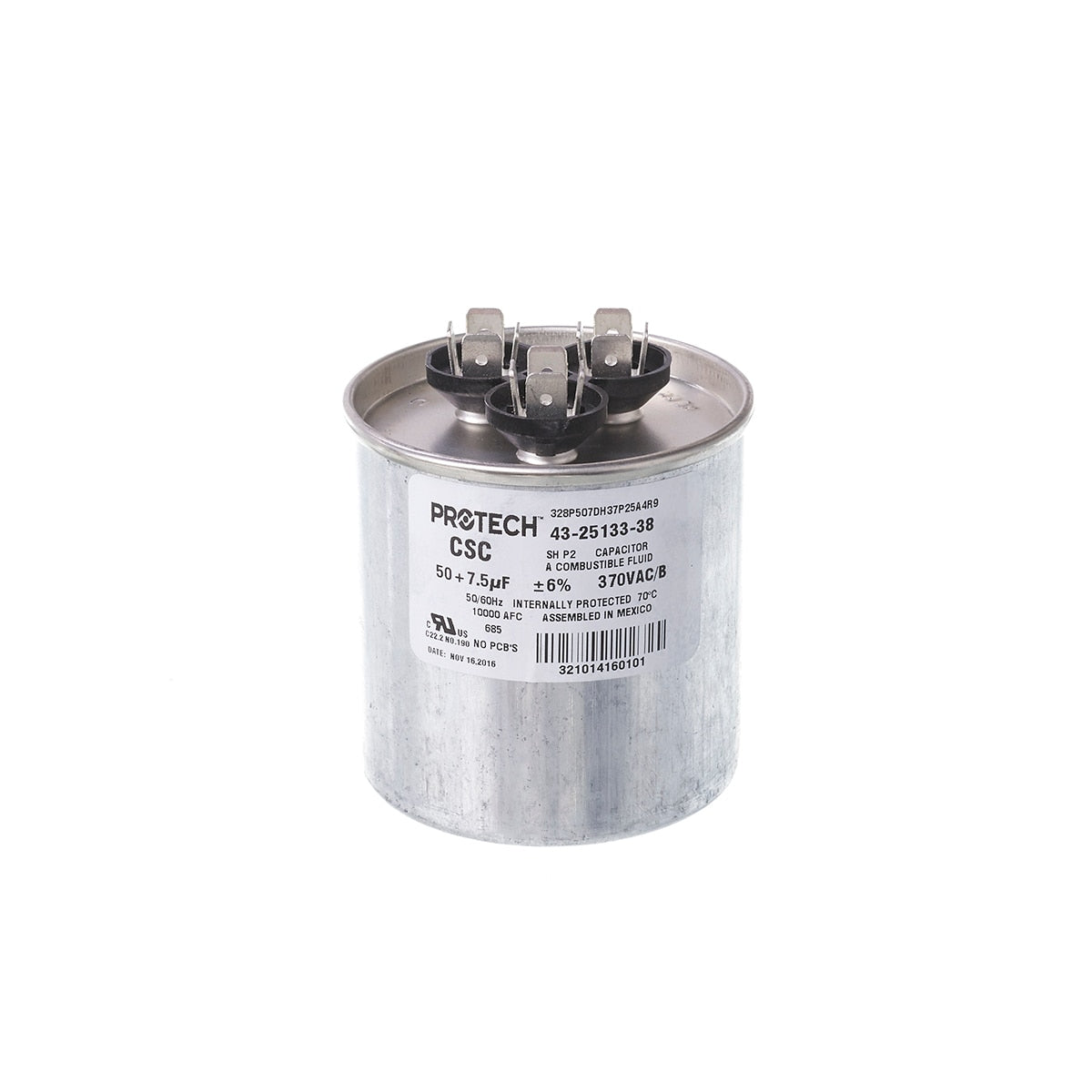 Rheem 43-25133-38 Capacitor 50/7.5/370 MI37075R500 Amber