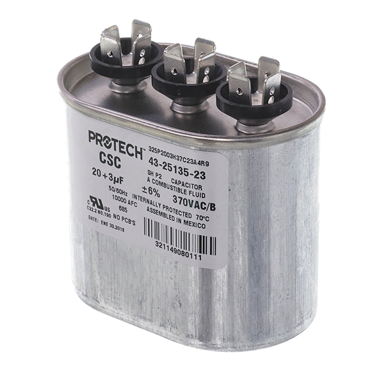 Rheem 43-25135-23 Capacitor - 20/3/370 Dual Oval