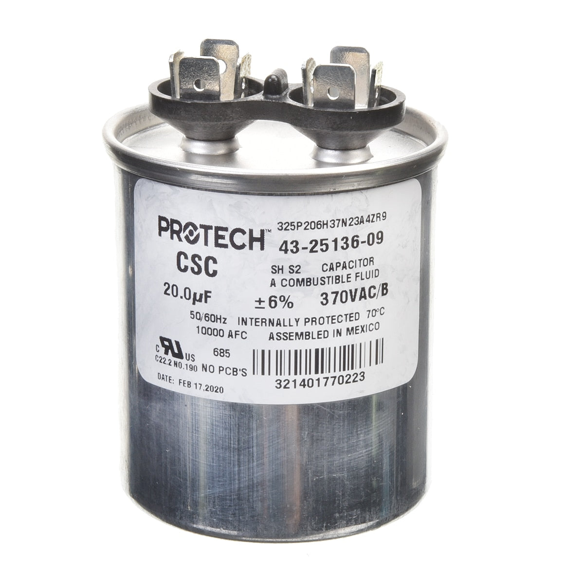 Rheem 43-25136-09 Capacitor 20/370