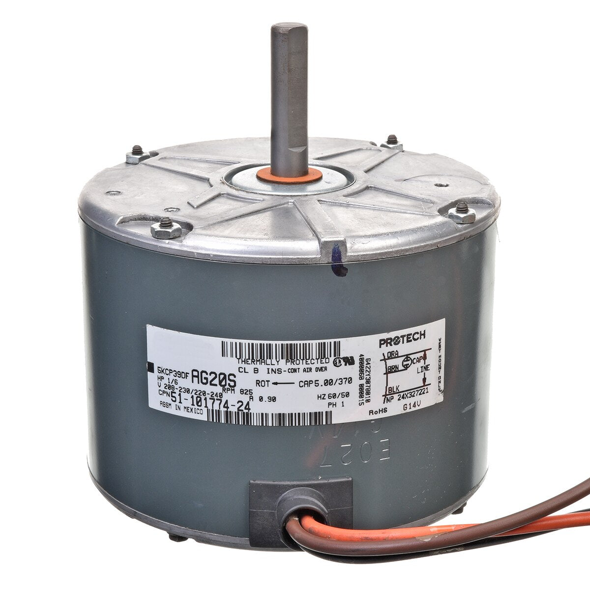 Rheem 51-101774-24 Condenser Motor - 1/6 Hp 208-230, 220-240/1/50-60 (825 RPM/1 Speed)