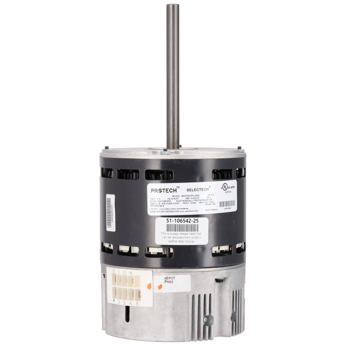 Rheem 51-106542-25 Motor- 3/4HP Nidec Selectech