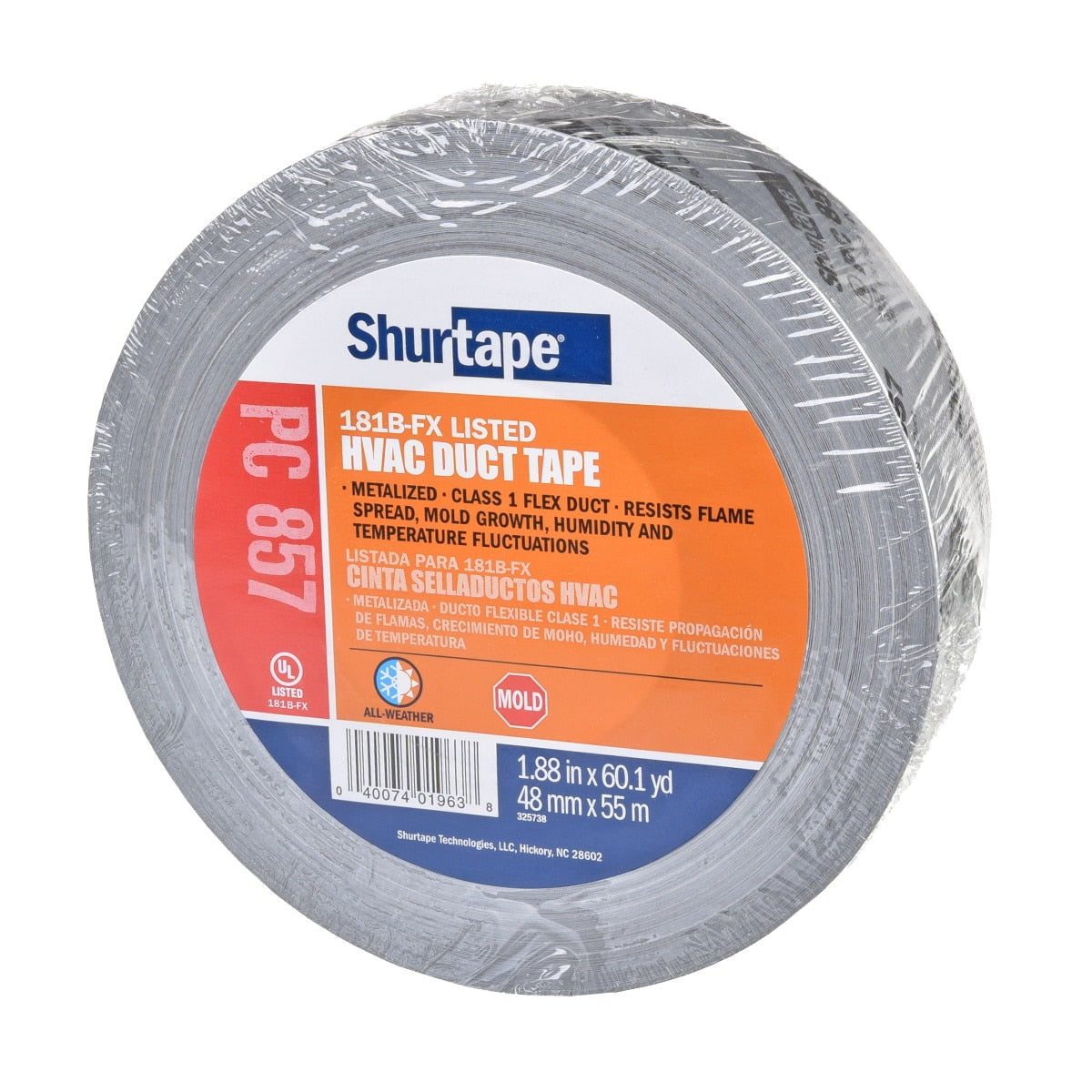 Rheem 86-101015 Duct Tape - Silver Cloth Ul 181B-FX - 2 in. 60 Yds. (Pc 857)