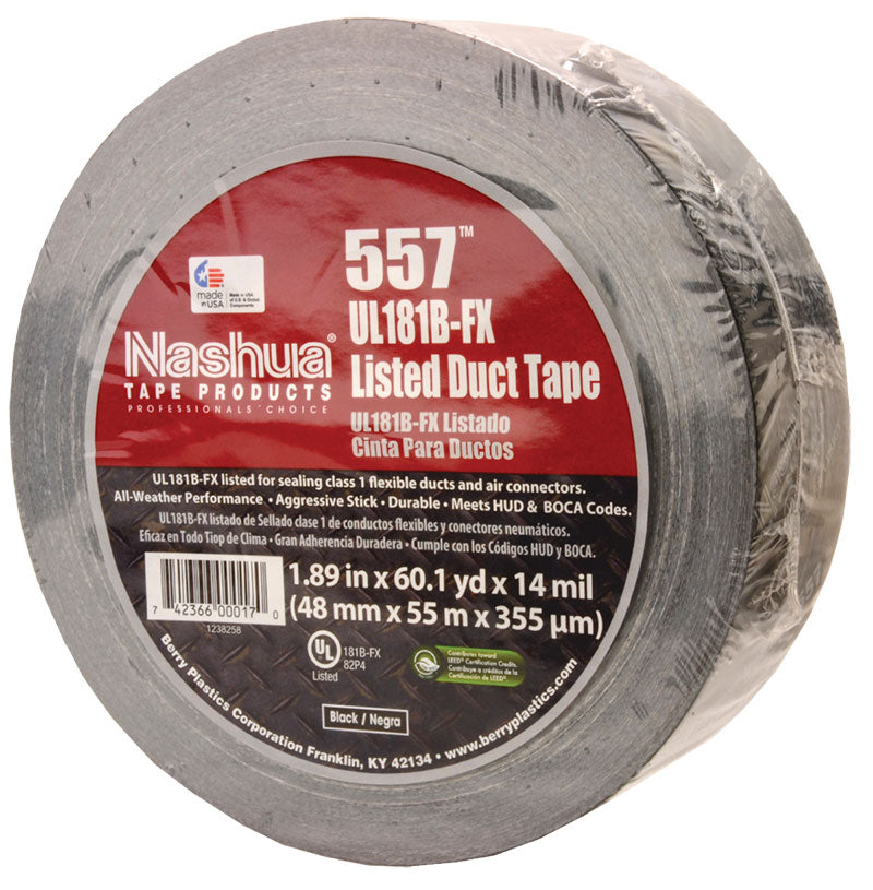 Rheem N557-B Duct Tape - Black Cloth - UL181B-FX - 2 in. X 60 Yds.
