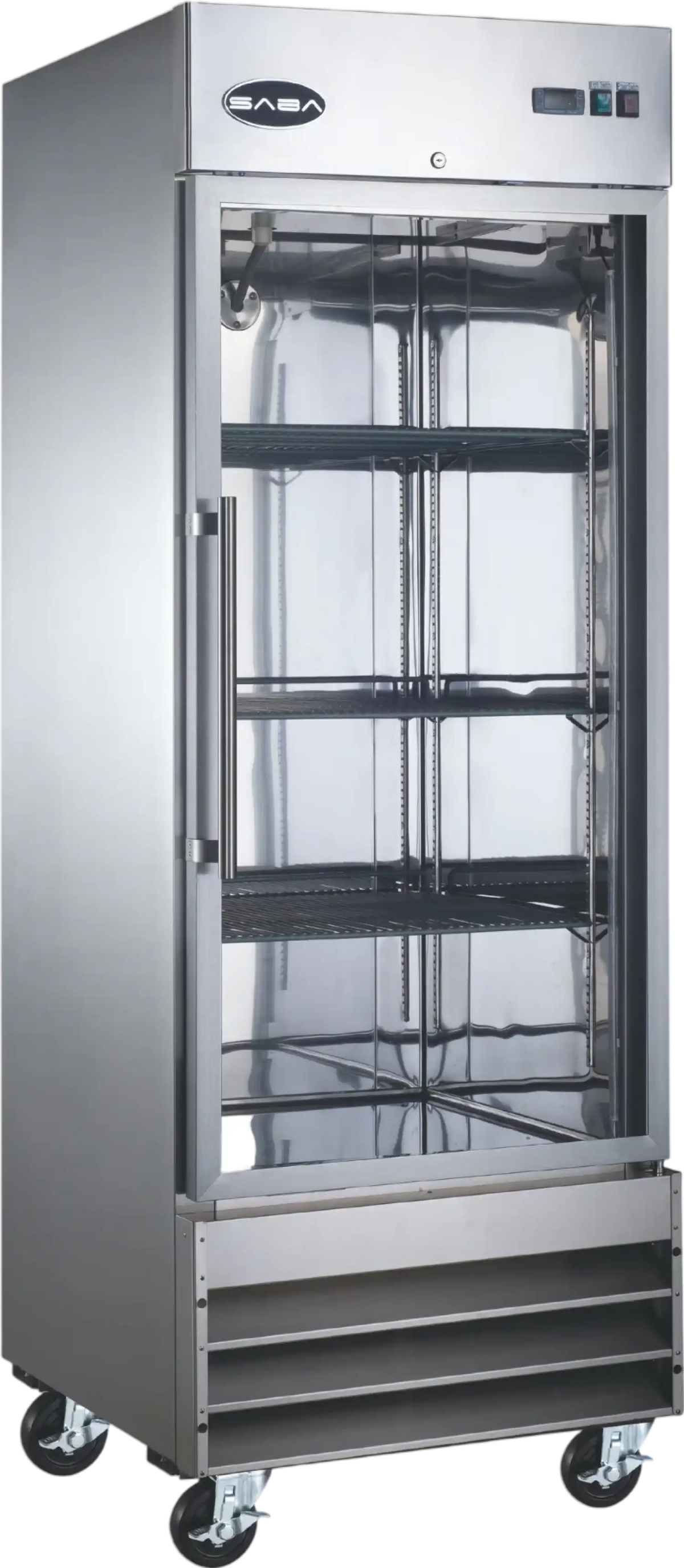 SABA S-23RG Commercial Refrigerator 23 Cu. Ft. Glass Door Display Reach-in Stainless Steel New