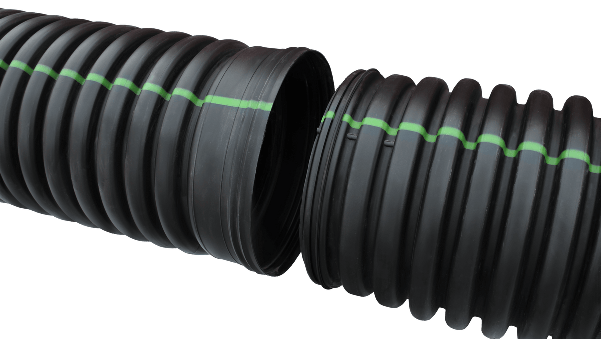 ADS 04150020IBDW 4" x 20' Bell End x Spigot, Dual Wall, Black HDPE Drainage Pipe