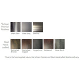 Design Specialties Artisan Premier and Hand Crafted finish options for the Moderne Original fireplace door