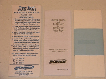 Bacharach 0021-0019 Filter Paper Sheets for True Spot Smoke Test Set