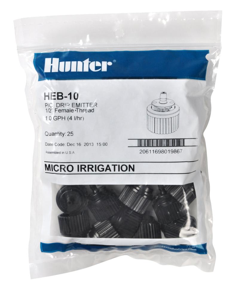 Hunter HEB10 HEB PointSourceDripEmitter, Black, 1/2 in. FPT, 1 gph