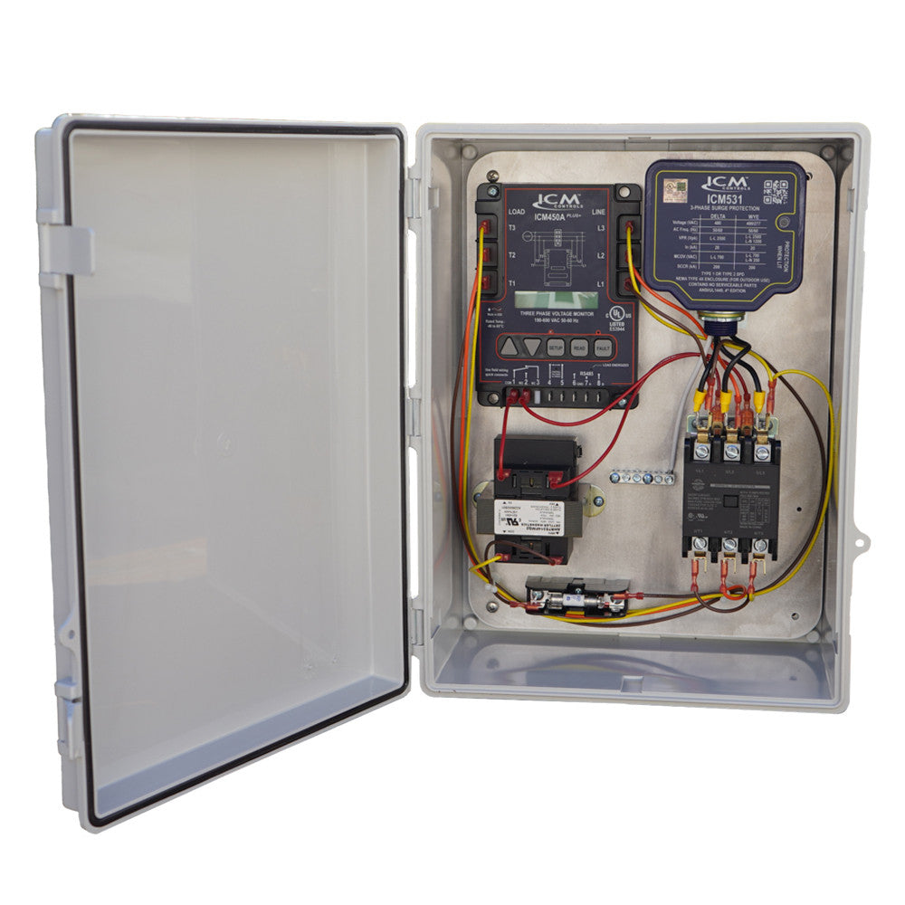 ICM Controls 3VMS-60-480 3-Phase Voltage Monitor and Surge Protector, 60A, 480VAC, 150kA Surge Protection