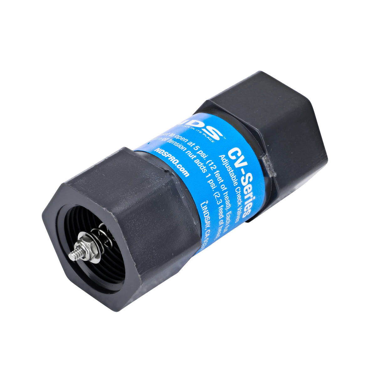 KBI CV-0750-FF 3/4" FPT x FPT PVC Schedule 80 Adjustable Inline Spring Check Valve