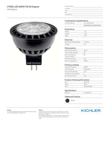 Kichler 18146 Bi-Pin MR16 LED Flood Lamp, 40°, 7.2 W, 615 Lumens, 2700K, 80 CRI - view 2