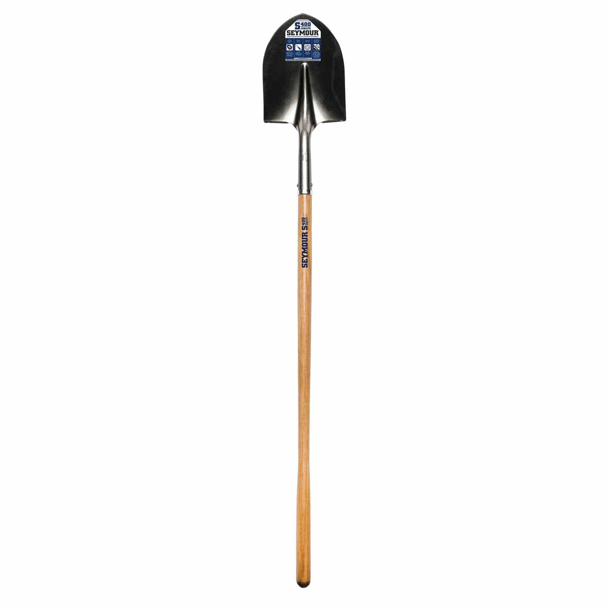 Seymour Midwest 49150 Steel Round Turned Step Round Point Shovel 48" Wood 9.5" D-Grip