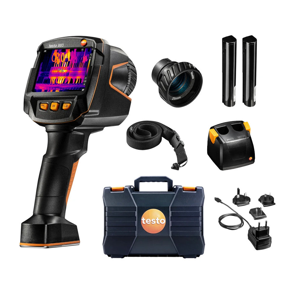 Testo 0563 8830 883-1 Thermal Imaging Camera Kit, 320 x 240 IR Resolution Plus SuperResolution, 30° Standard Lens and 12° Telephoto Lens,...