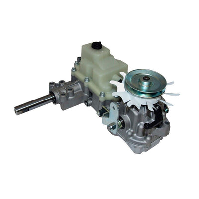 Tuff Torq TZ400 zero-turn transaxle with pulley and fan, representative of the 787Q2124010 TZ400B-Y right-hand unit