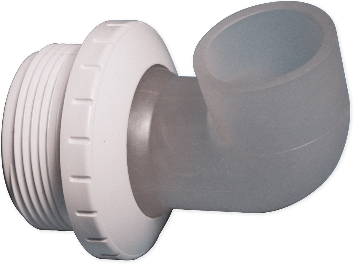 Waterway 400-1410FB Threaded Eyeball Fitting, 1-1/2" MPT, 1" 90 Degree Return Eye (Bagged), White