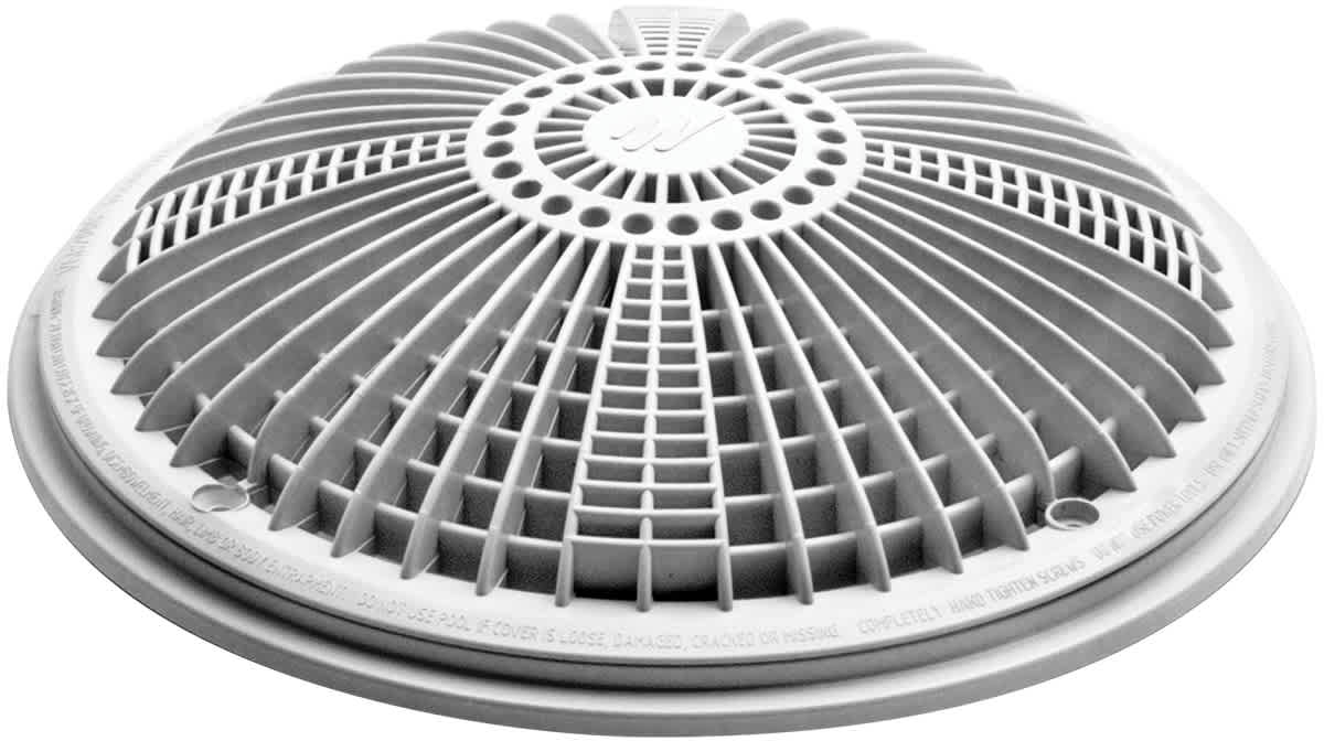 Waterway 640-1900 V 10" Tru Flo Drain Cover & Frame, White, Round, Pool & Spa, Floor/Wall, Vgba, 136 to 200 gpm